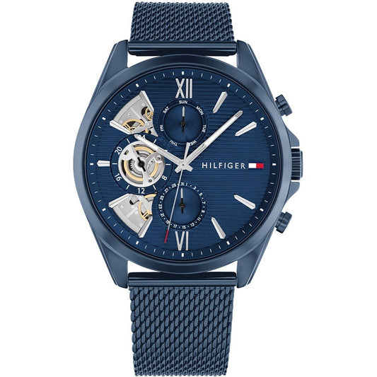 TOMMY HILFIGER MOD. BAKER watch with blue dial and mesh strap, highlighting luxury and precision in design