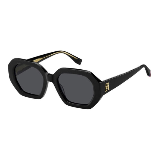 Black acetate TOMMY HILFIGER MOD. TH 2155_S sunglasses for ladies with unique geometric frames.