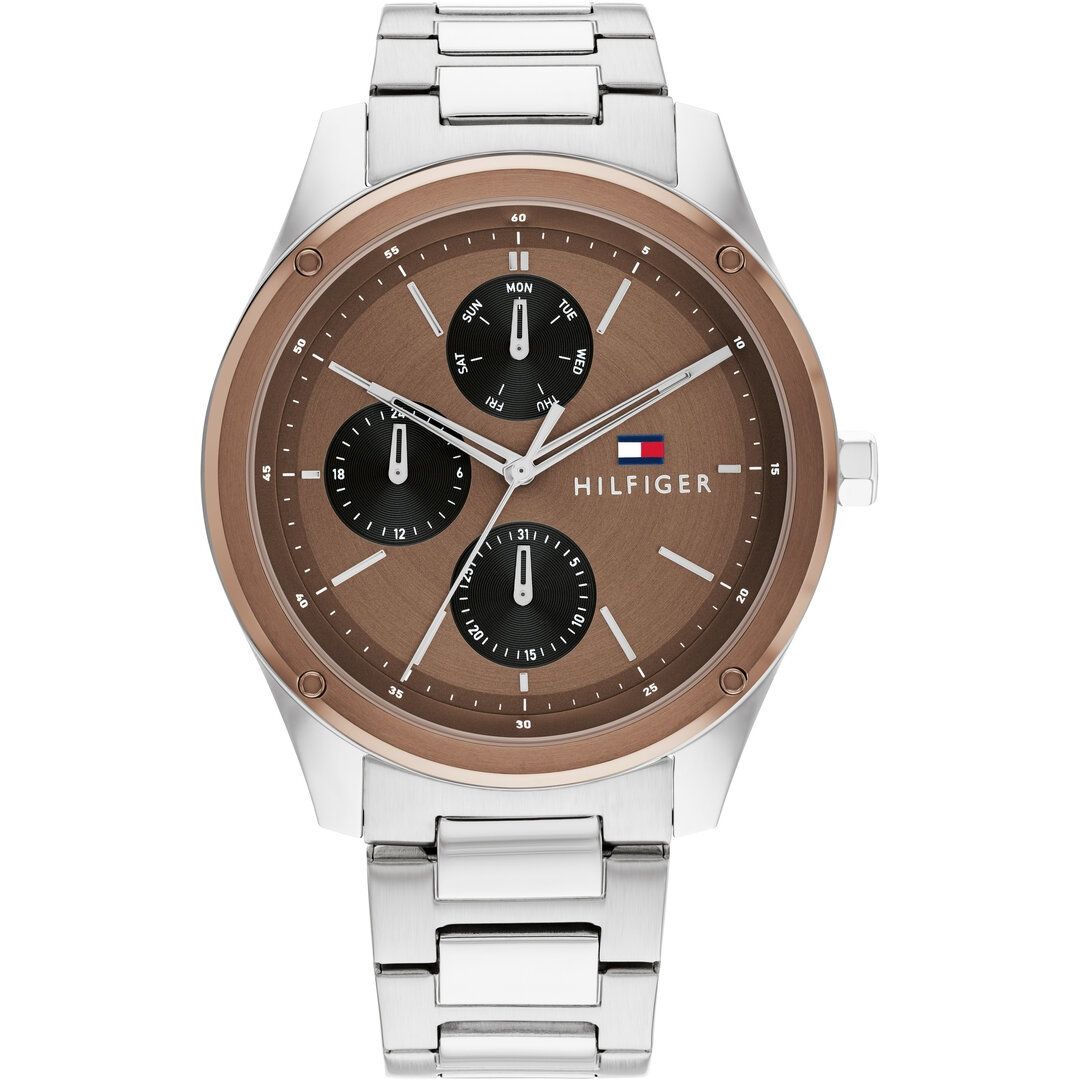 TOMMY HILFIGER Mod. 1710533 quartz analog gent's watch, 5 ATM water-resistant, 43 mm case, mineral dial, in official box.