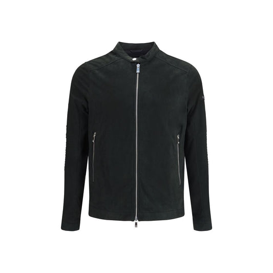 Tatras Suede Jacket with double-slider zipper, buttoned crew neck, and side welt pockets.
