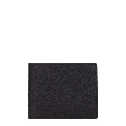 Testoni Black Leather Wallet with front logo, 8 card holders, 3 compartments, casual style, MPN WUO00398035P18, size 2x9x11 cm.