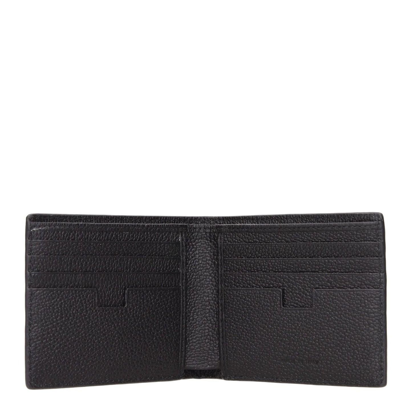 Open Testoni Black Leather Wallet with 8 card slots, front logo, and 3 compartments in a casual style.