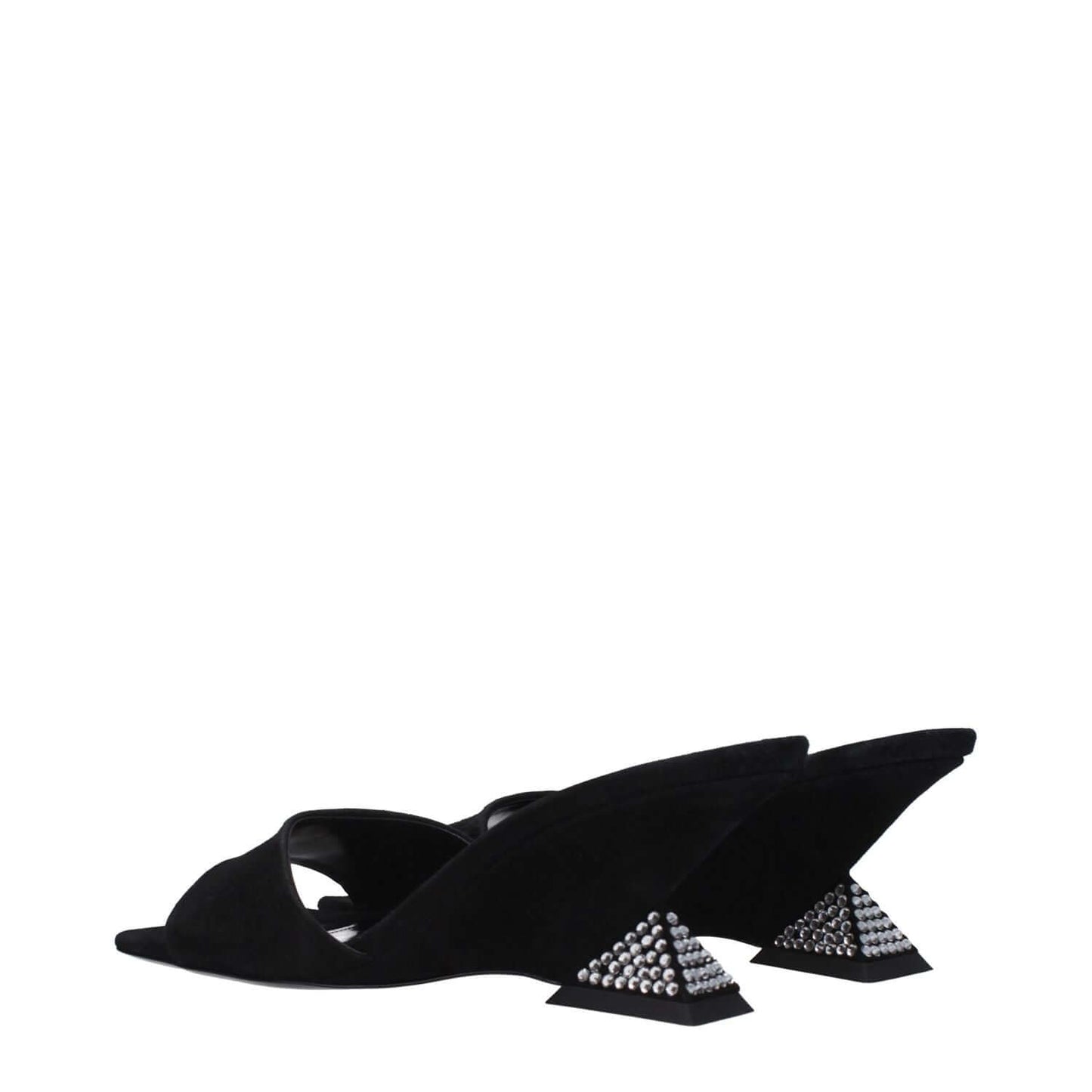 The Attico Black Leather Platform Sandals with open toe and wedge heel design, featuring suede material and 6 cm leather sole.