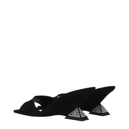 The Attico Black Leather Platform Sandals with open toe and wedge heel design, featuring suede material and 6 cm leather sole.