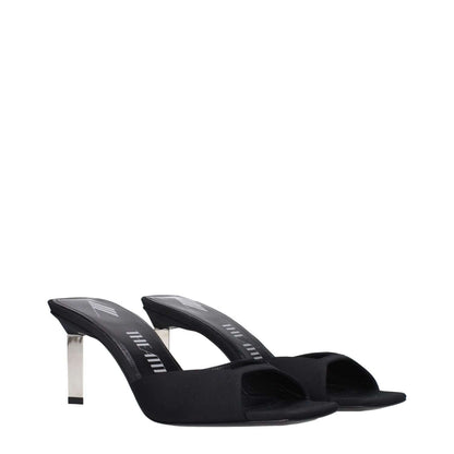 The Attico Black Satin Stiletto Heel Sandals with open toe design and mid heels.