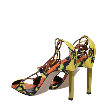 The Attico Orange Leather Stiletto Heel Sandals