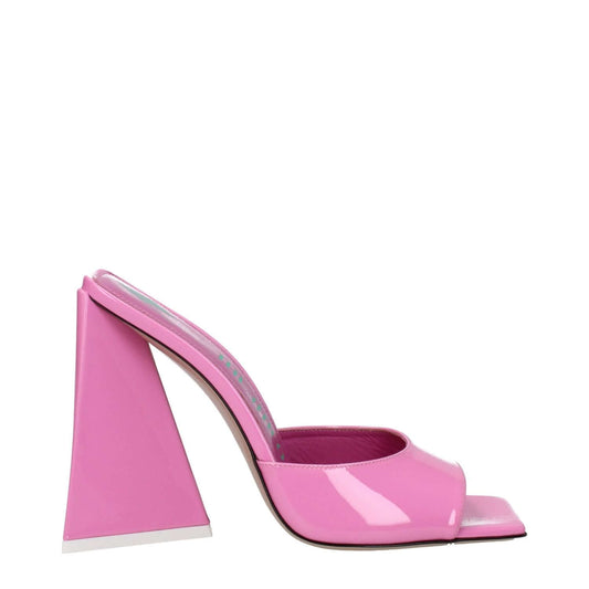 The Attico Pink Leather Platform Sandals with open toe, high heel, and patent leather finish, MPN S000L002315, style casual.