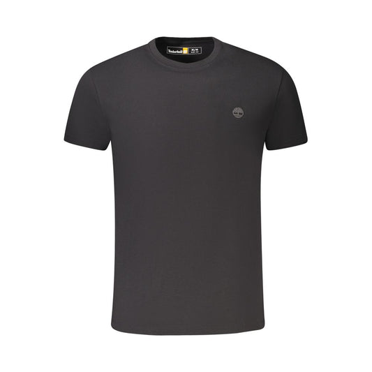 Timberland Black Cotton T-Shirt, short sleeve, slim fit, crew neck with embroidery logo design.