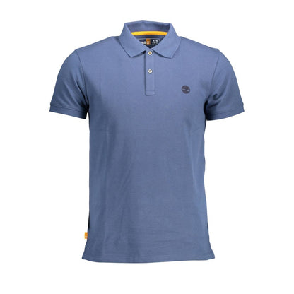 Timberland Blue Cotton Men Polo Shirt with iconic logo embroidery, made from 100% organic cotton for comfort and style.