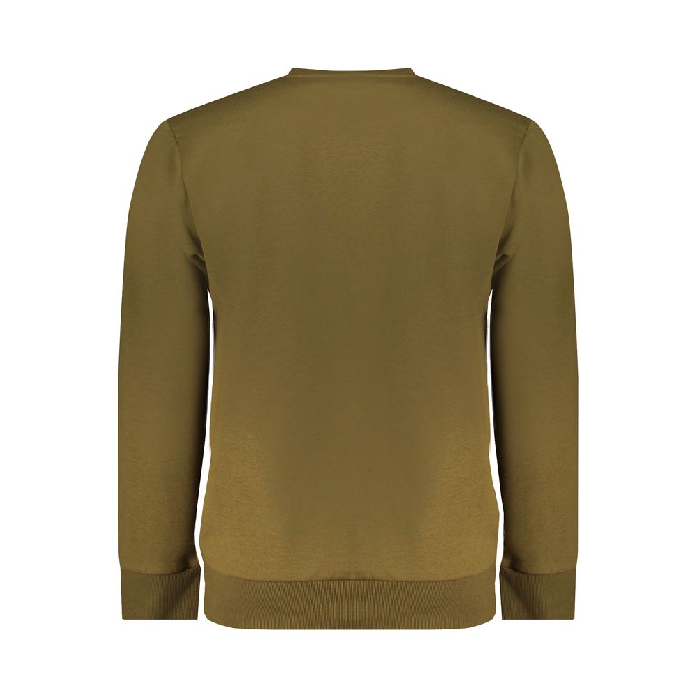 Back view of Timberland Green Cotton Sweater, featuring long sleeves and a crew neck, made from 100% organic cotton.