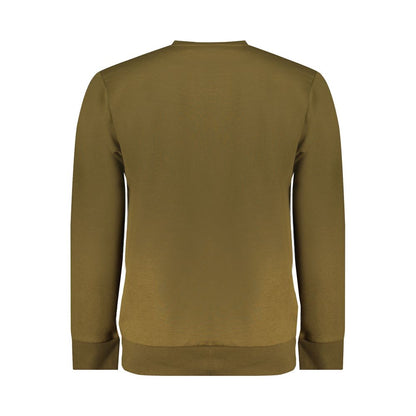 Back view of Timberland Green Cotton Sweater, featuring long sleeves and a crew neck, made from 100% organic cotton.