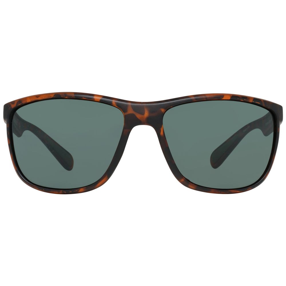 Front view of Timberland Transparent Resin Sunglasses with tortoiseshell frame and gray lenses, UV filter 3 protection, size 61/16/140 mm.