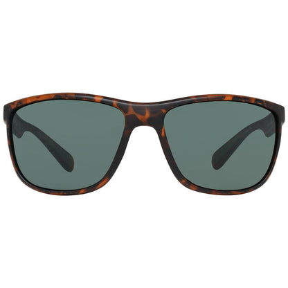 Front view of Timberland Transparent Resin Sunglasses with tortoiseshell frame and gray lenses, UV filter 3 protection, size 61/16/140 mm.