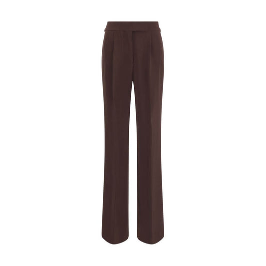 Tom Ford Brown Viscose Casual Pants, wide-leg design with side buckles, elegant and structured, ideal for sophisticated casual wear.