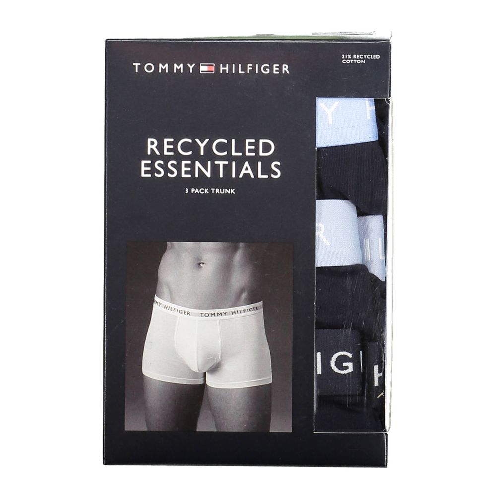 Tommy Hilfiger Black Cotton Men Boxer Trio Pack in eco-friendly packaging with iconic logo waistband.