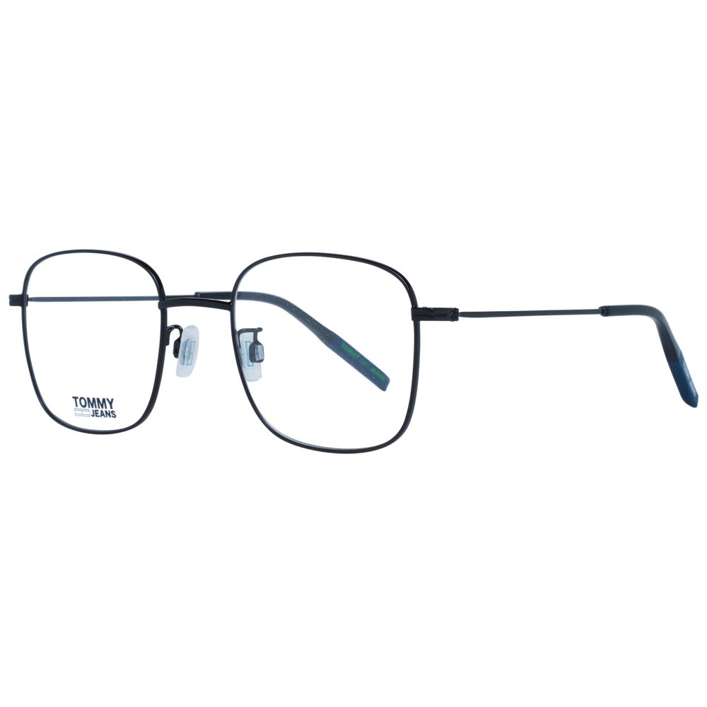 Tommy Hilfiger Black Unisex Glasses Frame, metal & plastic, square style, full-rim, with demo lenses, size 49-21-145