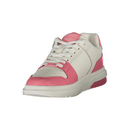 Tommy Hilfiger Pink Leather Women Sneaker with contrasting detailing and logo on the side