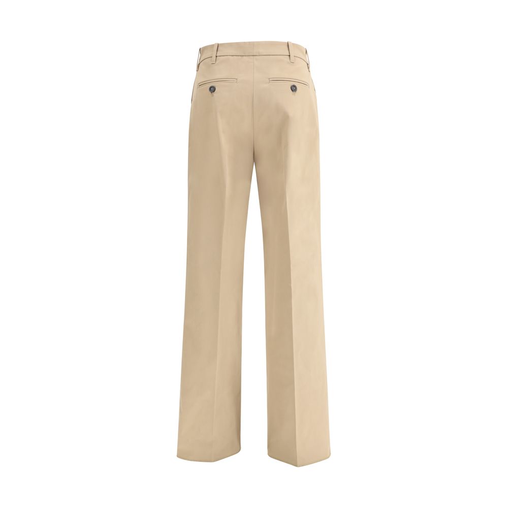 True Royal Beige Cotton Casual Pants, elegant wide-leg style with zip-and-hook closure for sophisticated contemporary look.