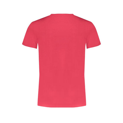 Back view of Trussardi Red Cotton T-Shirt, short sleeves, crew neck, features print and logo.