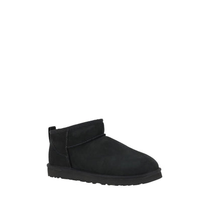 UGG Black Goatskin Ankle Boots with knurled sole and shearling lining for comfort and style