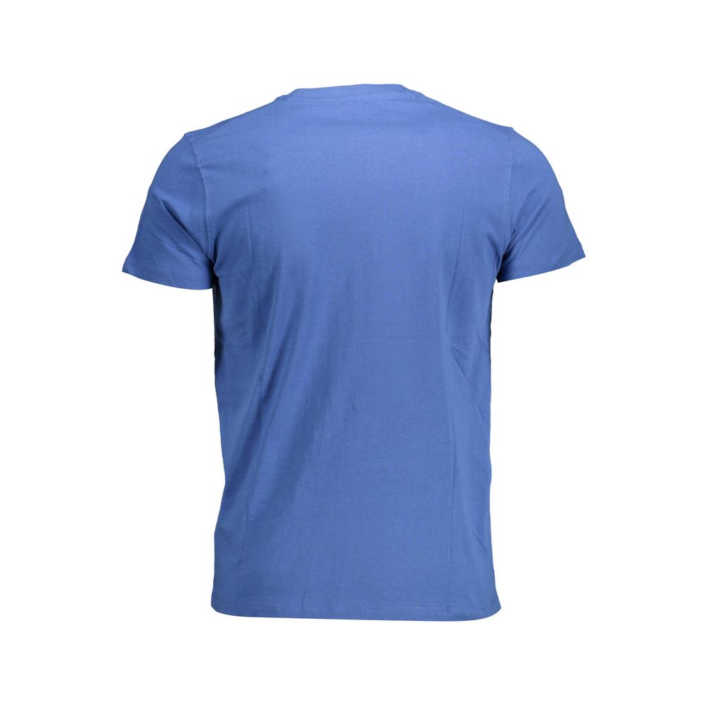 U.S. POLO ASSN. Blue Cotton Men T-Shirt back view, short sleeve crew neck top showcasing comfort and style.