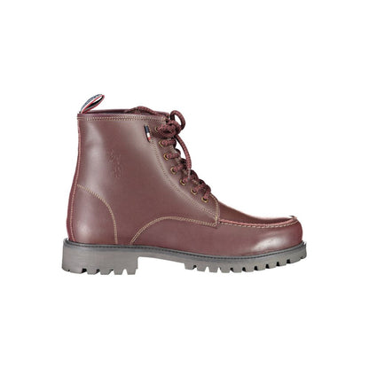 U.S. POLO ASSN. Red Leather Men Boot with lace-up design and stylish rugged sole.