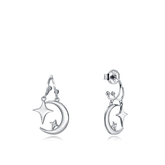 VICEROY JEWELS Mod. 13011E000-30 lady earrings in Silver 925°, featuring moon and star design, displayed in official packaging.