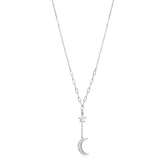 Elegant ladies' necklace VICEROY JEWELS Mod. 13036C000-30 with star and crescent design, silver 925°, water-resistant and quartz movement.