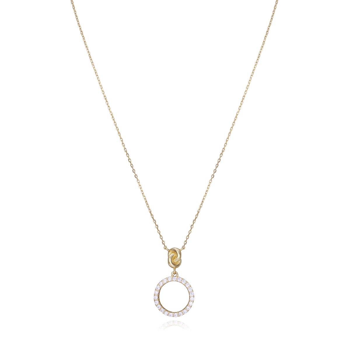 Elegant gold necklace with circular pendant, resembling VICEROY JEWELS Mod. 13066C100-30, ideal for ladies. Quartz analog, 10 ATM water resistant.