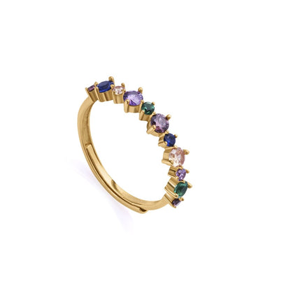Gold ring with multicolored gemstones