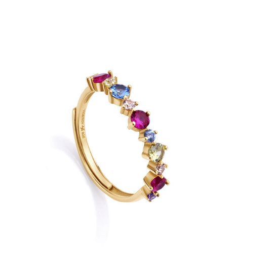 Elegant multicolored gemstone ring on a gold band, showcasing the VICEROY JEWELS Mod. 13098A015-39 craftsmanship. Ideal for ladies.