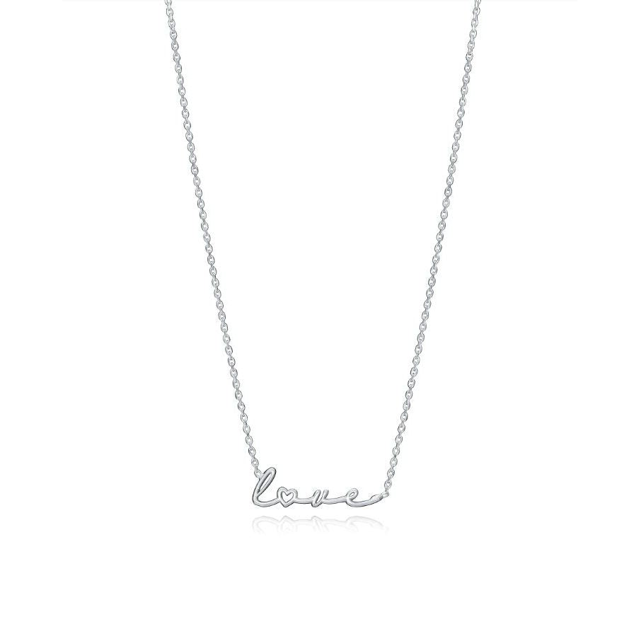 VICEROY JEWELS Mod. 1336C000-00 silver necklace for ladies, featuring a delicate love script, quartz analog design, and official packaging.