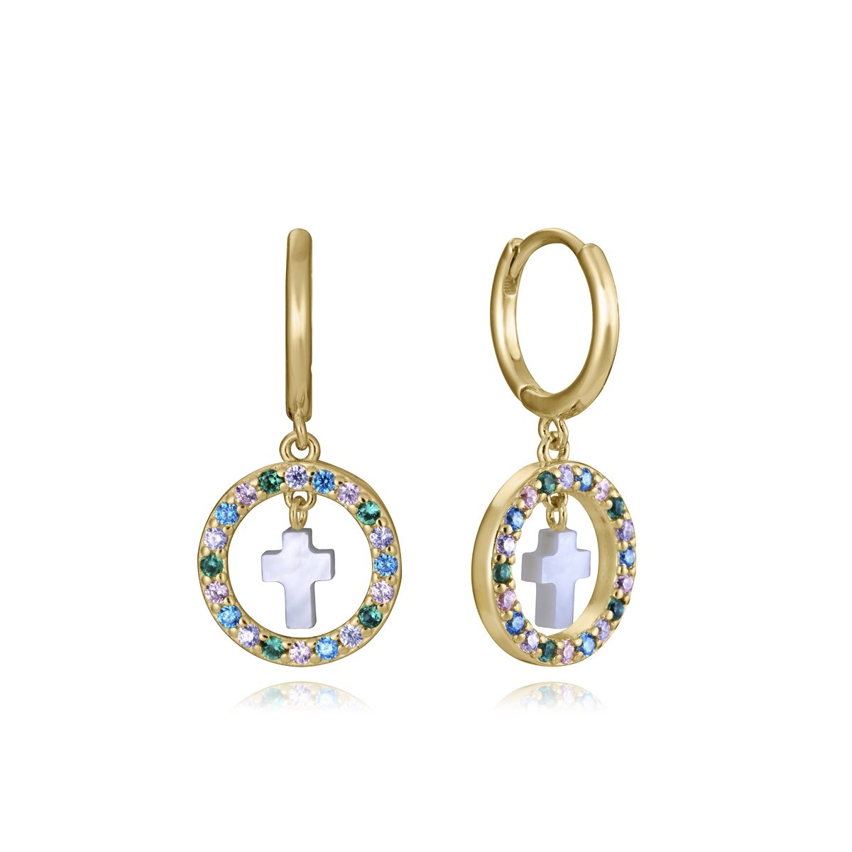 VICEROY JEWELS Mod. 15118E100-39 Silver 925° lady earrings with colorful stones and cross detail, in official packaging.
