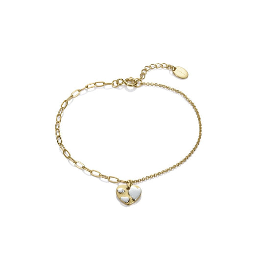 Elegant heart-shaped bracelet in gold, symbolizing love and style.
