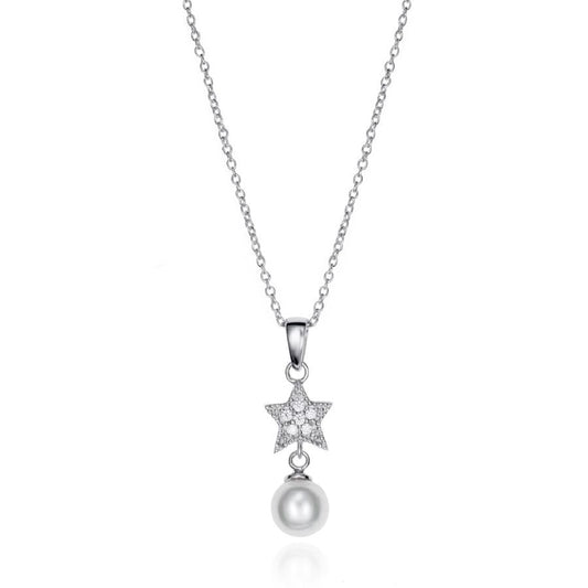 VICEROY JEWELS Mod. 71046C000-68 lady's silver necklace with quartz movement, star and pearl pendant in official packaging.