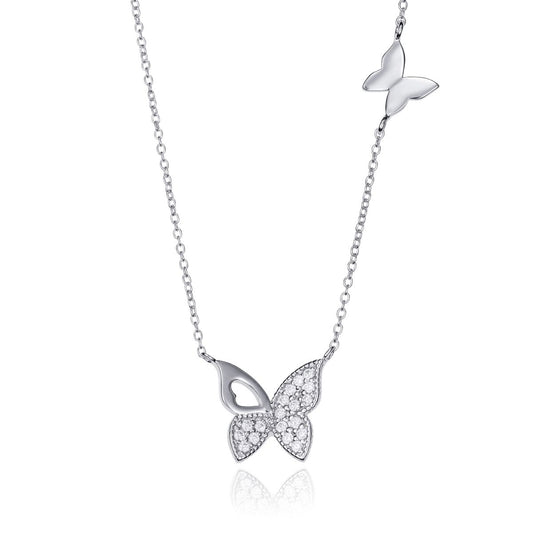 VICEROY JEWELS Mod. 71053C000-30 silver necklace with butterfly pendants, elegant design for ladies, quartz analog multifunction, 44mm case.