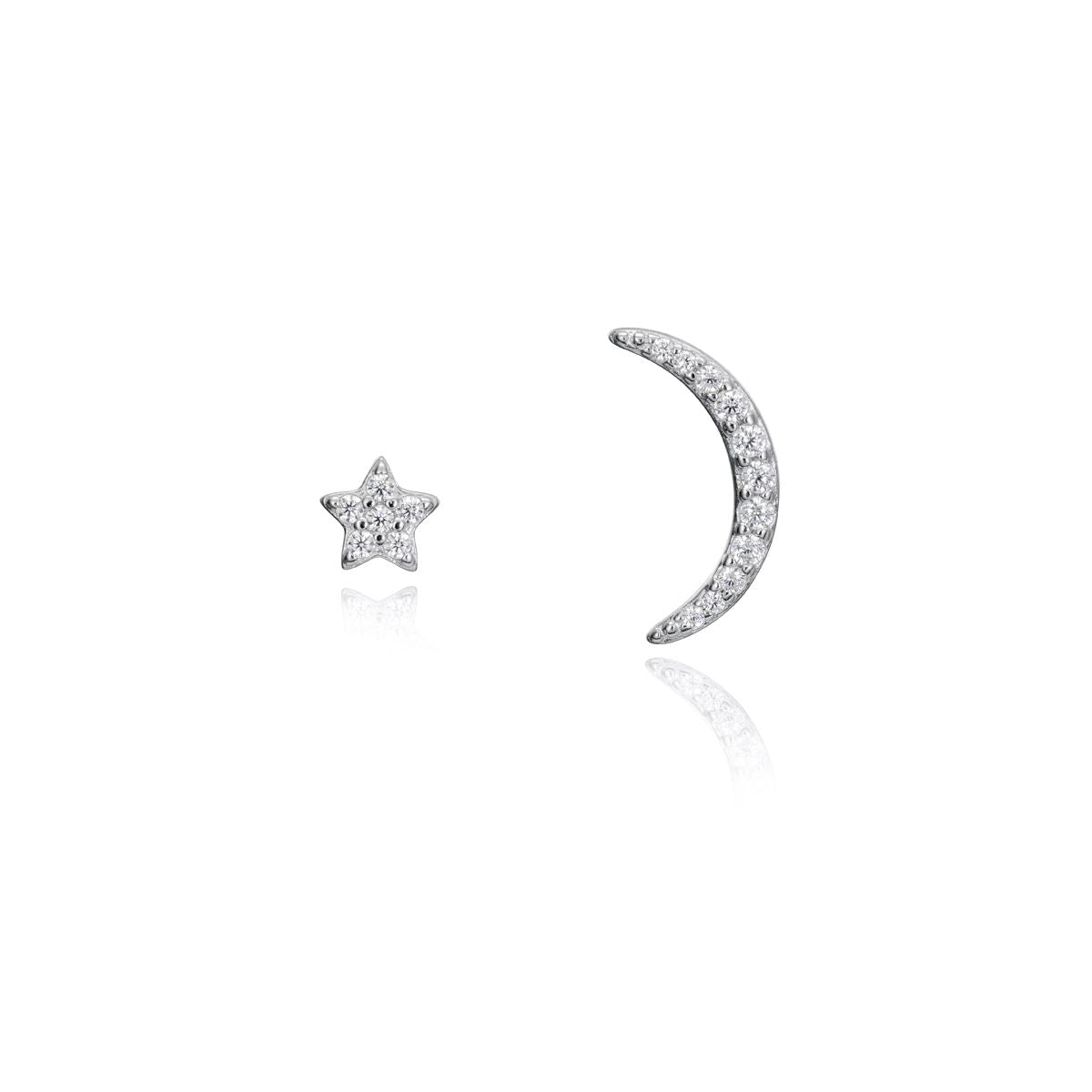 VICEROY JEWELS Mod. 71061E000-30 Ladies Silver Earrings with Star and Moon Design, 5 ATM Water Resistant, Quartz Analog 38mm Case