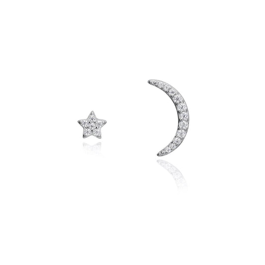VICEROY JEWELS Mod. 71061E000-30 silver earrings with star and moon design, quartz movement, 5 ATM water resistance, ladies' fashion.
