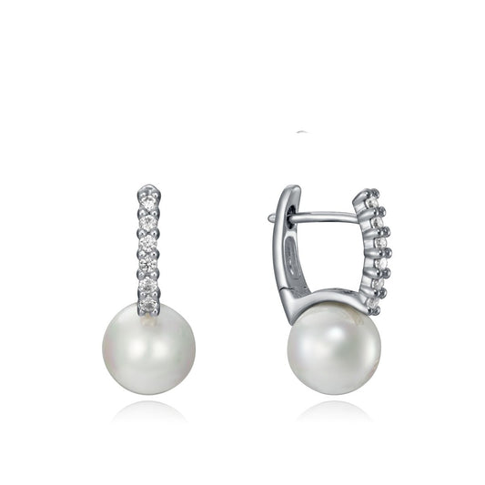 Elegant pearl drop earrings with crystal accents suitable for ladies, featuring silver 925° material. Model: VICEROY JEWELS Mod. 7136E000-68.