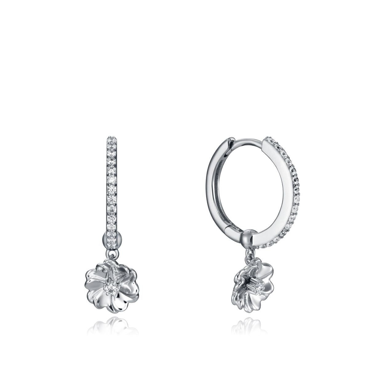 Silver earrings VICEROY JEWELS Mod. 85021E000-38 for ladies with floral design, 5 ATM water-resistant, quartz movement, and official packaging.