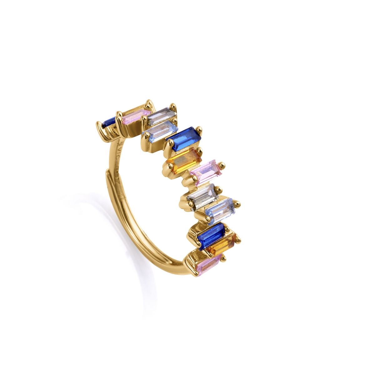 Colorful gemstone ring on a gold band