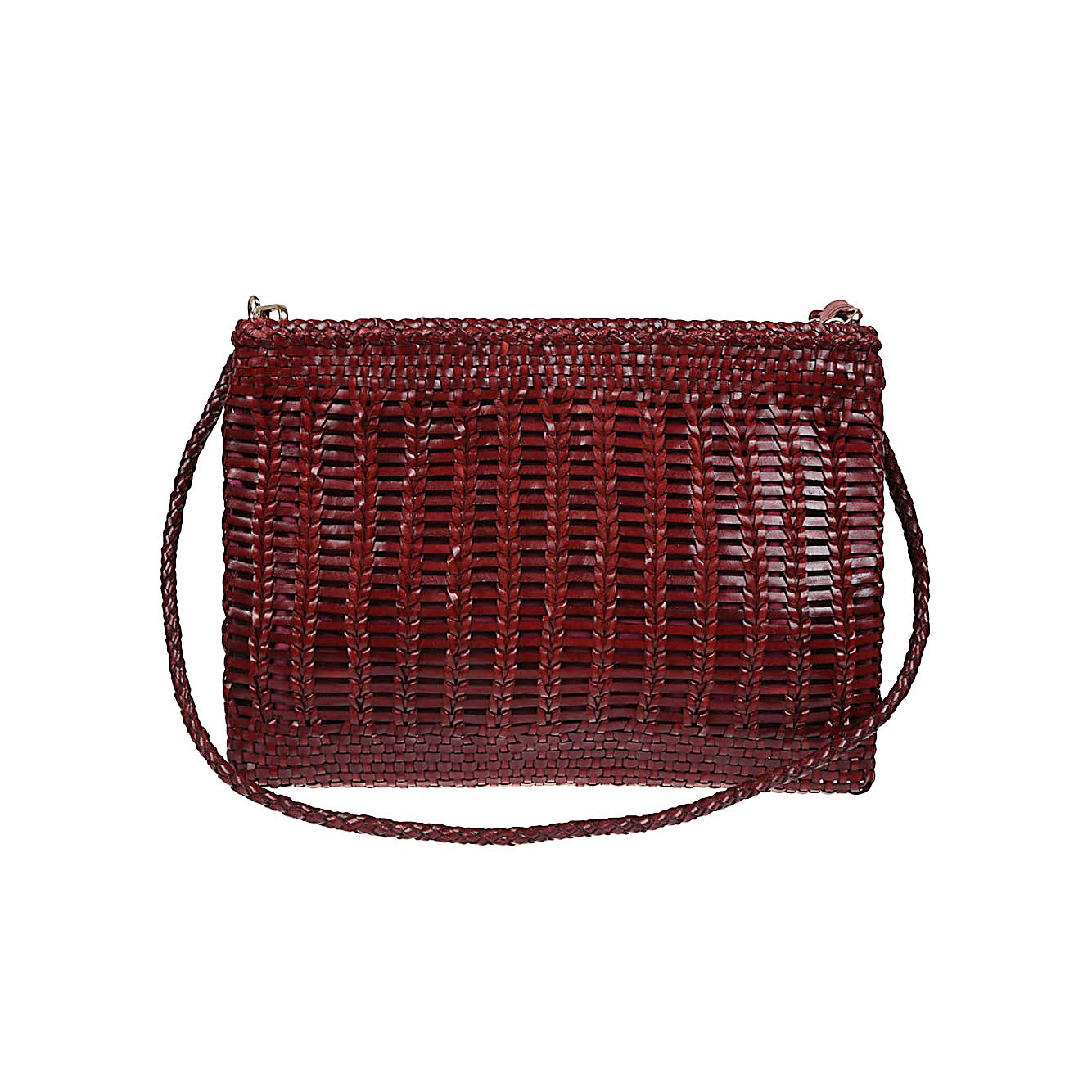 VIPERA Saba handbag in burgundy with woven pattern, zip closure, and removable leather strap.