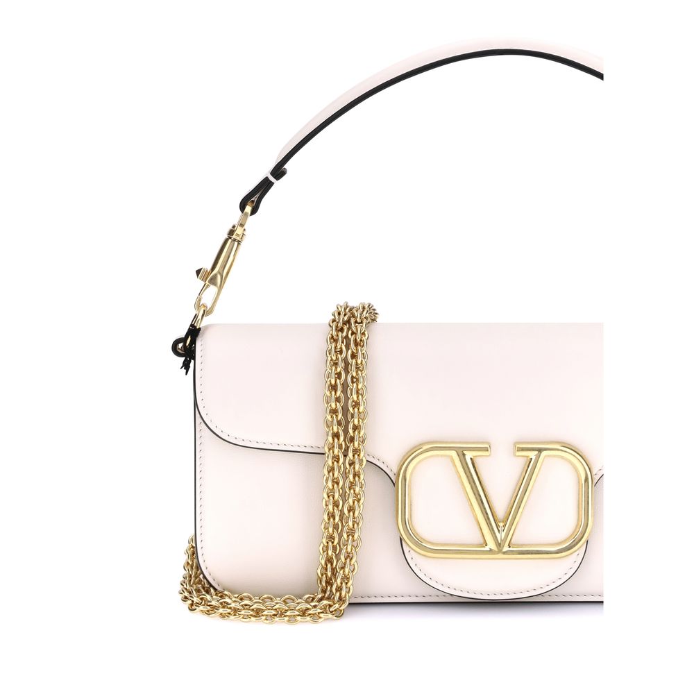 Valentino Garavani White Calf Leather Bos Taurus Shoulder Bag