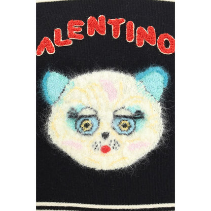 Valentino Multicolor Fleece Wool Sweatshirt with cat embroidery, "Le Chat de la Maison," showing a stylish and distinctive design.