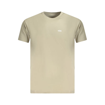 Vans Beige Cotton Men T-Shirt with crew neck and short sleeves, featuring a classic fit and iconic Vans logo design.