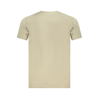 Back view of Vans Beige Cotton Men T-Shirt with crew neck and short sleeves, showcasing timeless style and iconic Vans logo print.