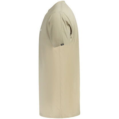 Vans Beige Cotton Men T-Shirt side view showcasing crew neck and short sleeves