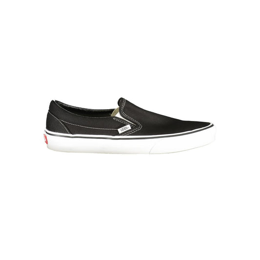 Vans Black Polyester Men Sneaker, Classic Slip-On, stylish streetwear footwear, contrasting details, skateboarding shoes for casual meet-ups