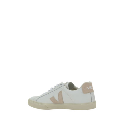 Veja White Calf Leather Bos Taurus Sneakers with logo patch and lace-up closure, side view of stylish AW25 footwear.