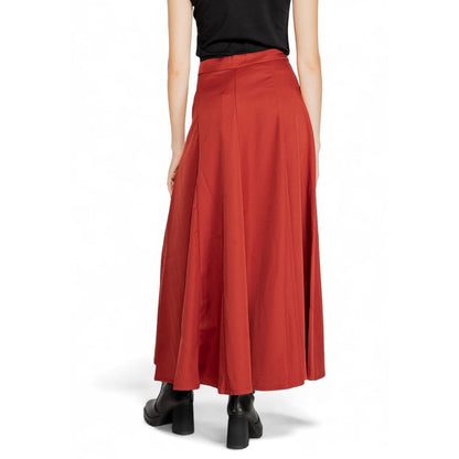 Vero Moda Red Polyester Long Skirt